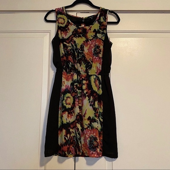 Xoxo Colorful Design Black Sleeveless Dress with High Neck - Picture 1 of 4